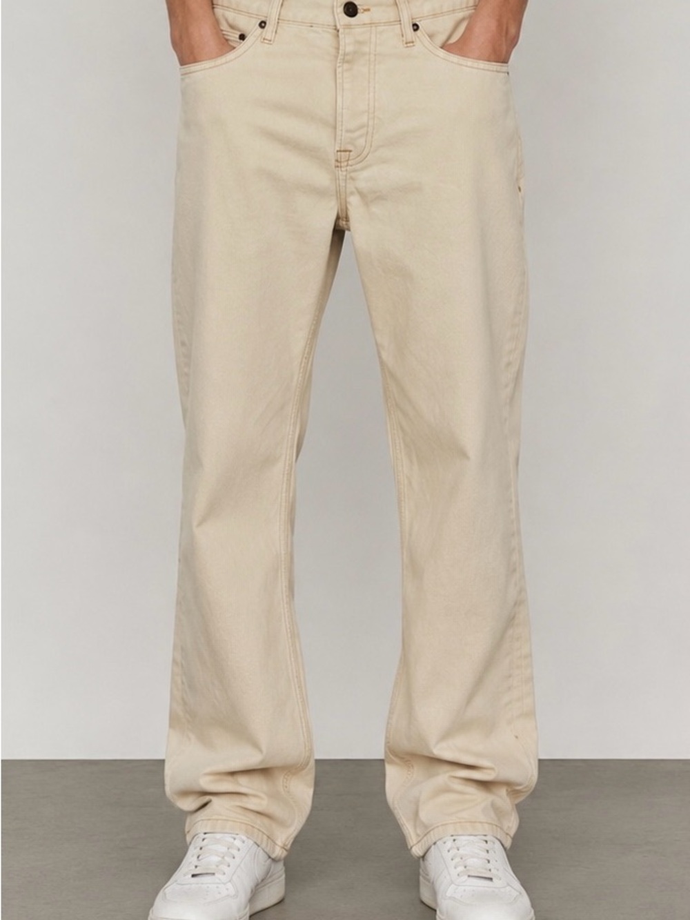 Topman‎ Cream Skater Jeans with Gold-Color Stitching